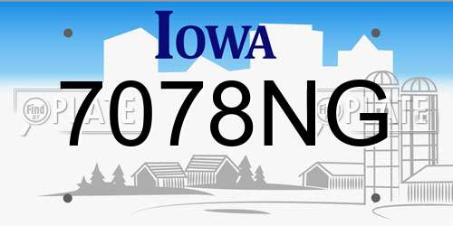 7078NG Iowa License Plate