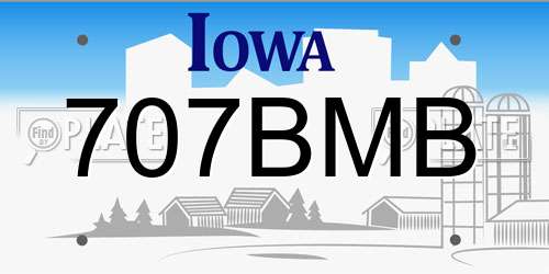 707BMB Iowa License Plate
