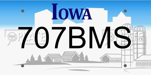 707BMS Iowa License Plate