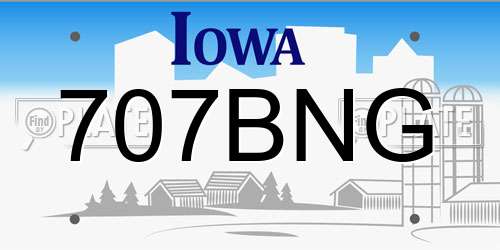 707BNG Iowa License Plate