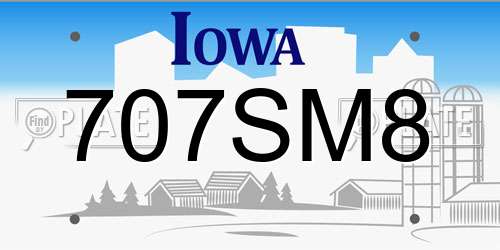 707SM8 Iowa License Plate