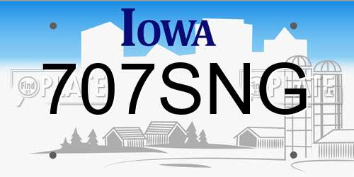 707SNG Iowa License Plate