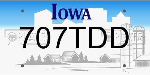 707TDD Iowa License Plate