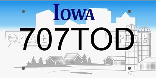 707TOD Iowa License Plate