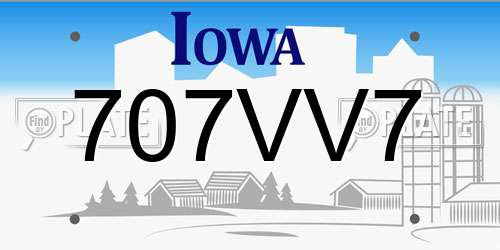 707VV7 Iowa License Plate