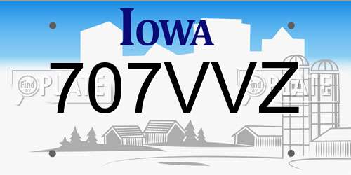 707VVZ Iowa License Plate