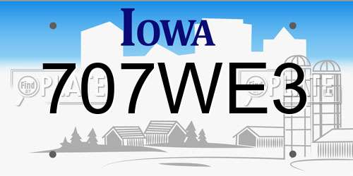 707WE3 Iowa License Plate