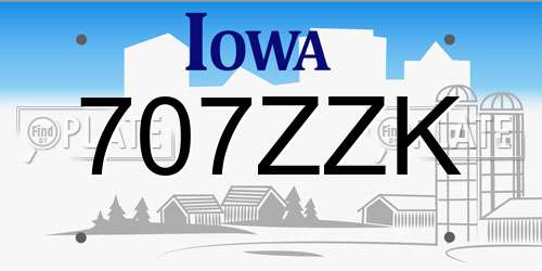 707ZZK Iowa License Plate