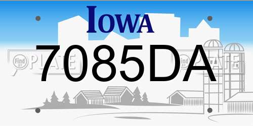 7085DA Iowa License Plate