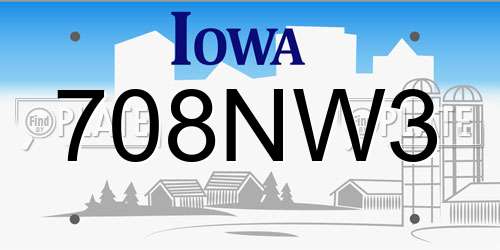 708NW3 Iowa License Plate