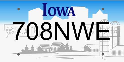 708NWE Iowa License Plate