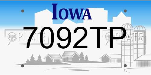 7092TP Iowa License Plate
