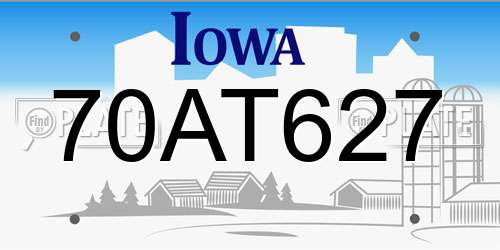 70AT627 Iowa License Plate