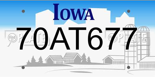 70AT677 Iowa License Plate