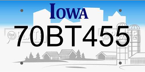 70BT455 Iowa License Plate