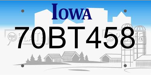70BT458 Iowa License Plate