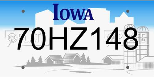 70HZ148 Iowa License Plate