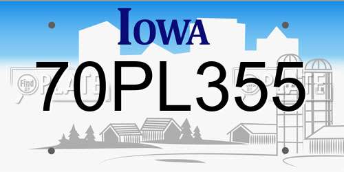 70PL355 Iowa License Plate