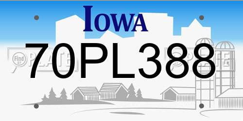 70PL388 Iowa License Plate