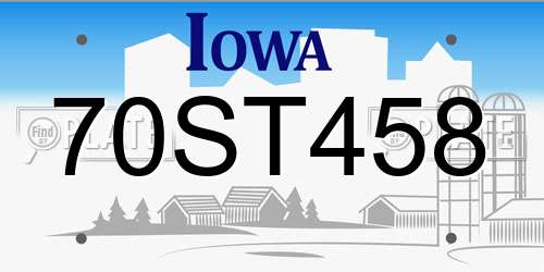 70ST458 Iowa License Plate