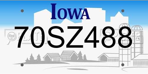 70SZ488 Iowa License Plate
