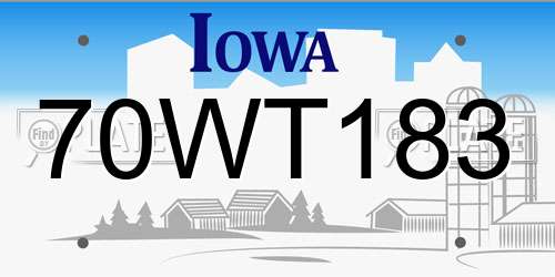 70WT183 Iowa License Plate