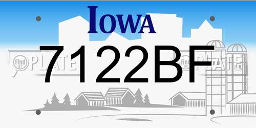 7122BF Iowa License Plate