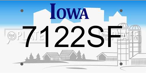 7122SF Iowa License Plate