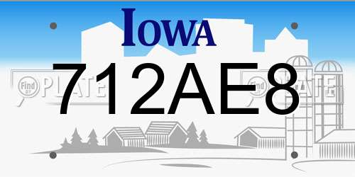 712AE8 Iowa License Plate