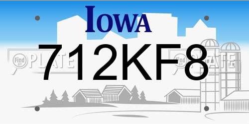 712KF8 Iowa License Plate