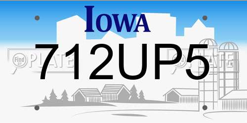 712UP5 Iowa License Plate