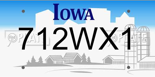 712WX1 Iowa License Plate