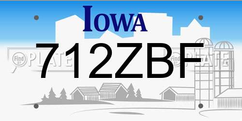 712ZBF Iowa License Plate