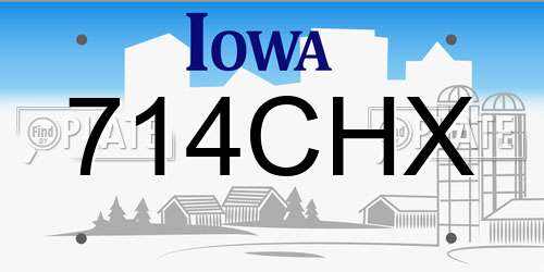 714CHX Iowa License Plate