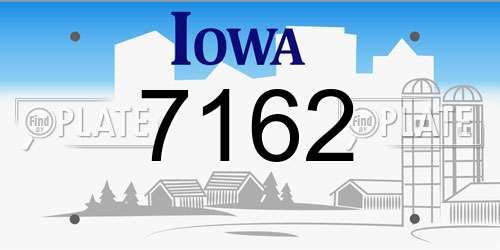 7162 Iowa License Plate