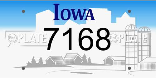 7168 Iowa License Plate
