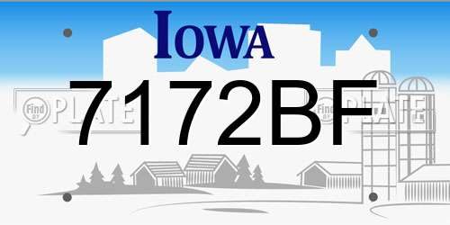 7172BF Iowa License Plate