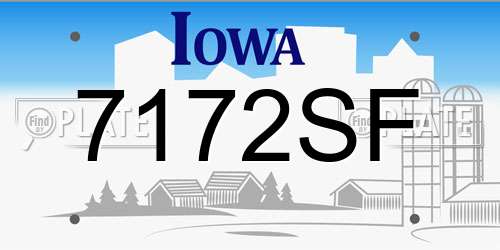 7172SF Iowa License Plate