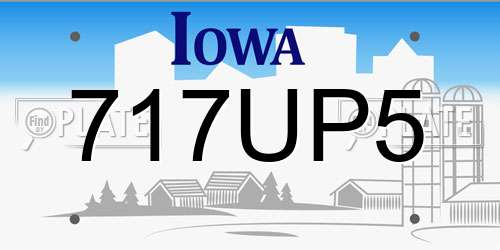 717UP5 Iowa License Plate