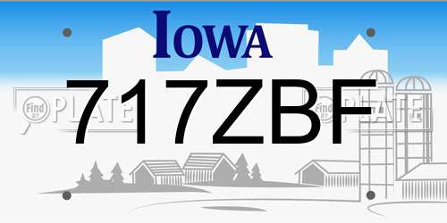 717ZBF Iowa License Plate