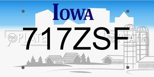 717ZSF Iowa License Plate