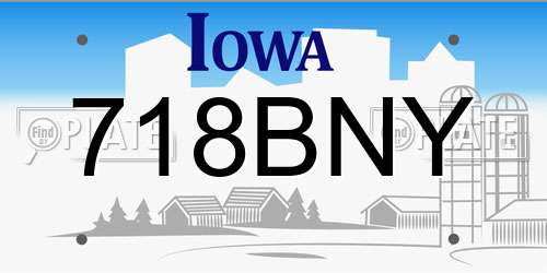 718BNY Iowa License Plate