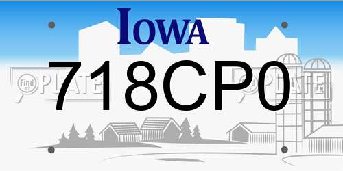 718CP0 Iowa License Plate