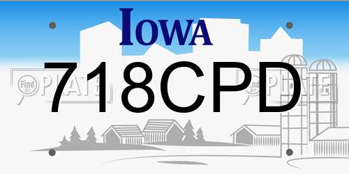 718CPD Iowa License Plate