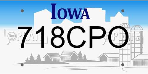 718CPO Iowa License Plate