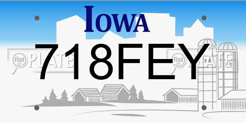 718FEY Iowa License Plate