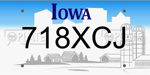 718XCJ Iowa License Plate