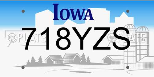 718YZS Iowa License Plate