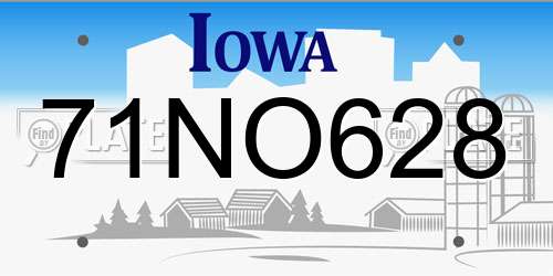 71NO628 Iowa License Plate