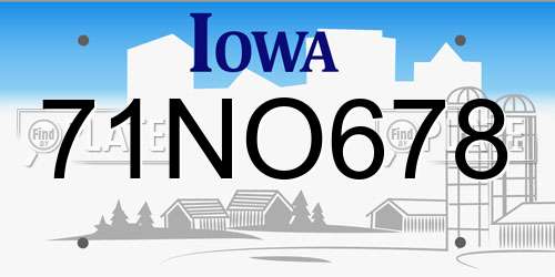 71NO678 Iowa License Plate